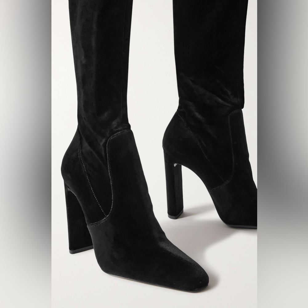 SAINT LAURENT Black Soft Velvet over-the-knee boots 105mm heel - Picture 2 of 15